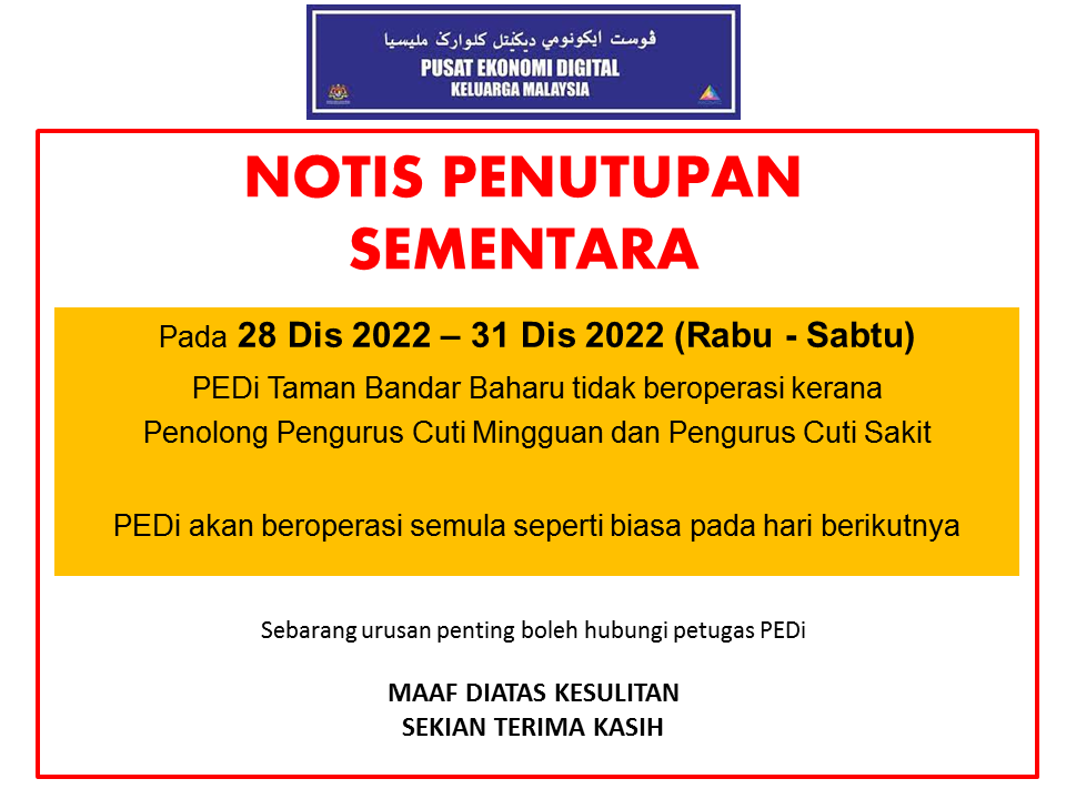 NOTIS PENUTUPAN rabu - sabtu