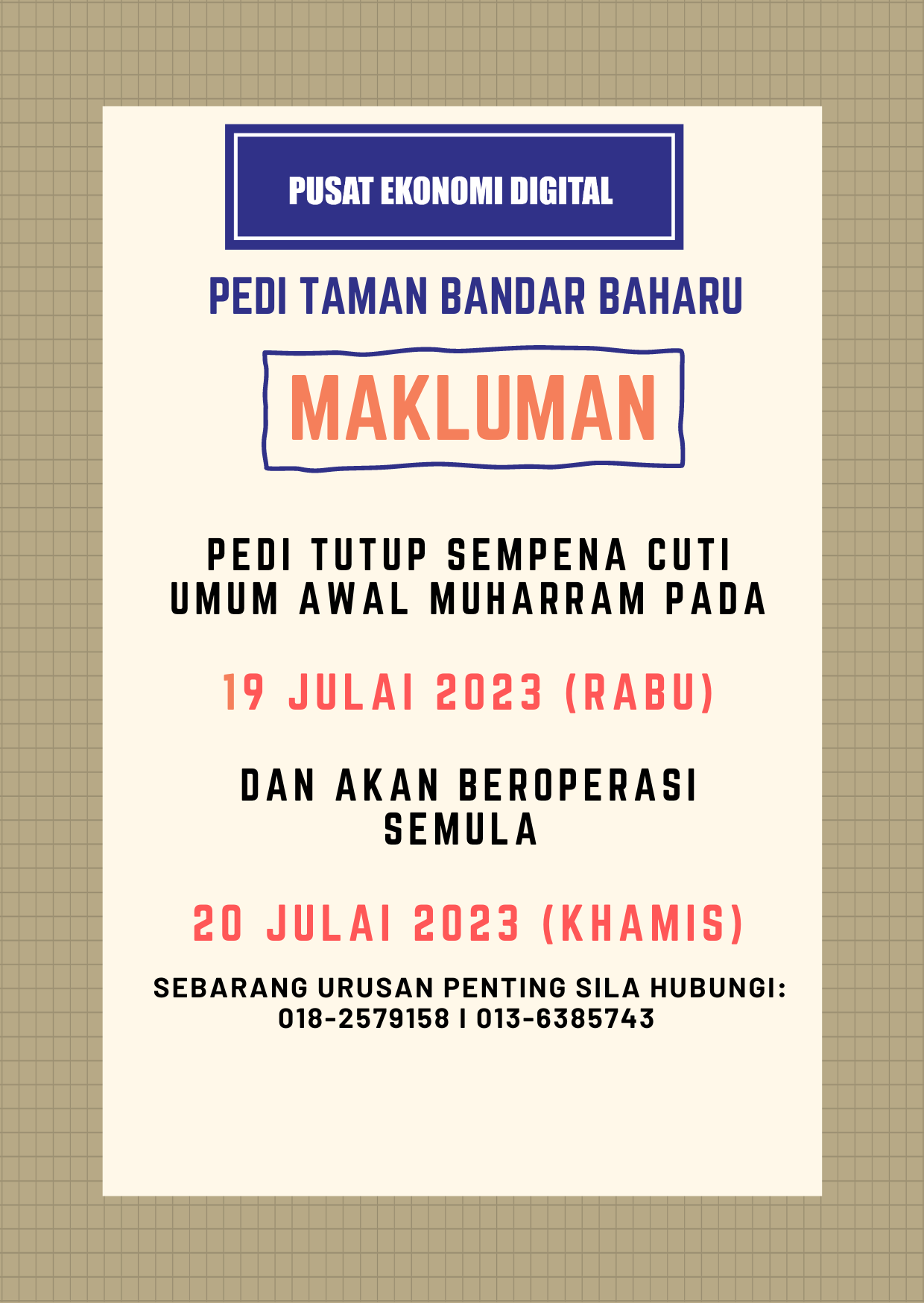 NOTIS AWAL MUHARAM 2023